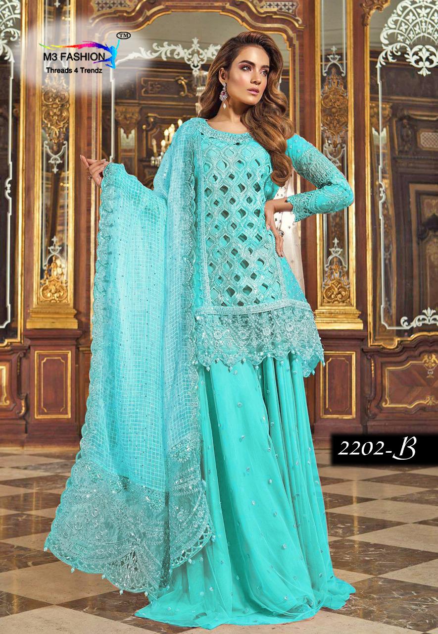 Rimsha Luxurious Limited Edition Vol-5 By M3 Fashion 2202-a To 2202-d Series Indian Traditional Wear Collection Beautiful Stylish Fancy Colorful Party Wear & Occasional Wear Pure Net Embroidered At Wholesale Price