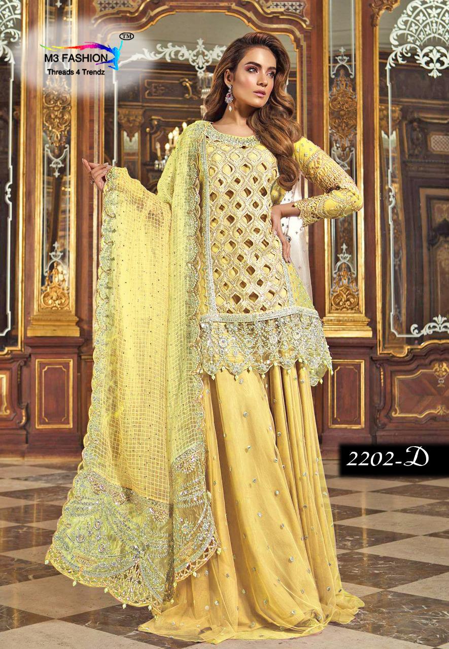 Rimsha Luxurious Limited Edition Vol-5 By M3 Fashion 2202-a To 2202-d Series Indian Traditional Wear Collection Beautiful Stylish Fancy Colorful Party Wear & Occasional Wear Pure Net Embroidered At Wholesale Price