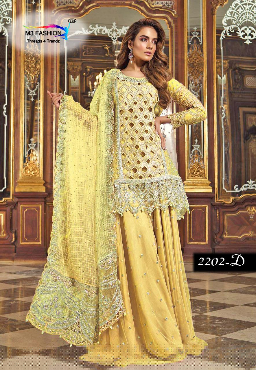 Rimsha Luxurious Limited Edition Vol-5 By M3 Fashion 2202-a To 2202-d Series Indian Traditional Wear Collection Beautiful Stylish Fancy Colorful Party Wear & Occasional Wear Pure Net Embroidered At Wholesale Price