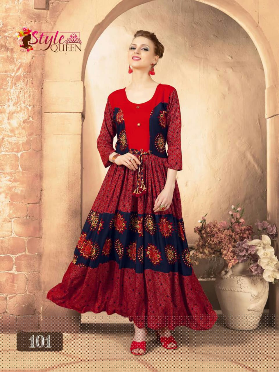 Rivayaatt By Style Queen 101 To 108 Series Beautiful Stylish Fancy Colorful Casual Wear & Ethnic Wear & Ready To Wear Rayon Prints Kurtis At Wholesale Price