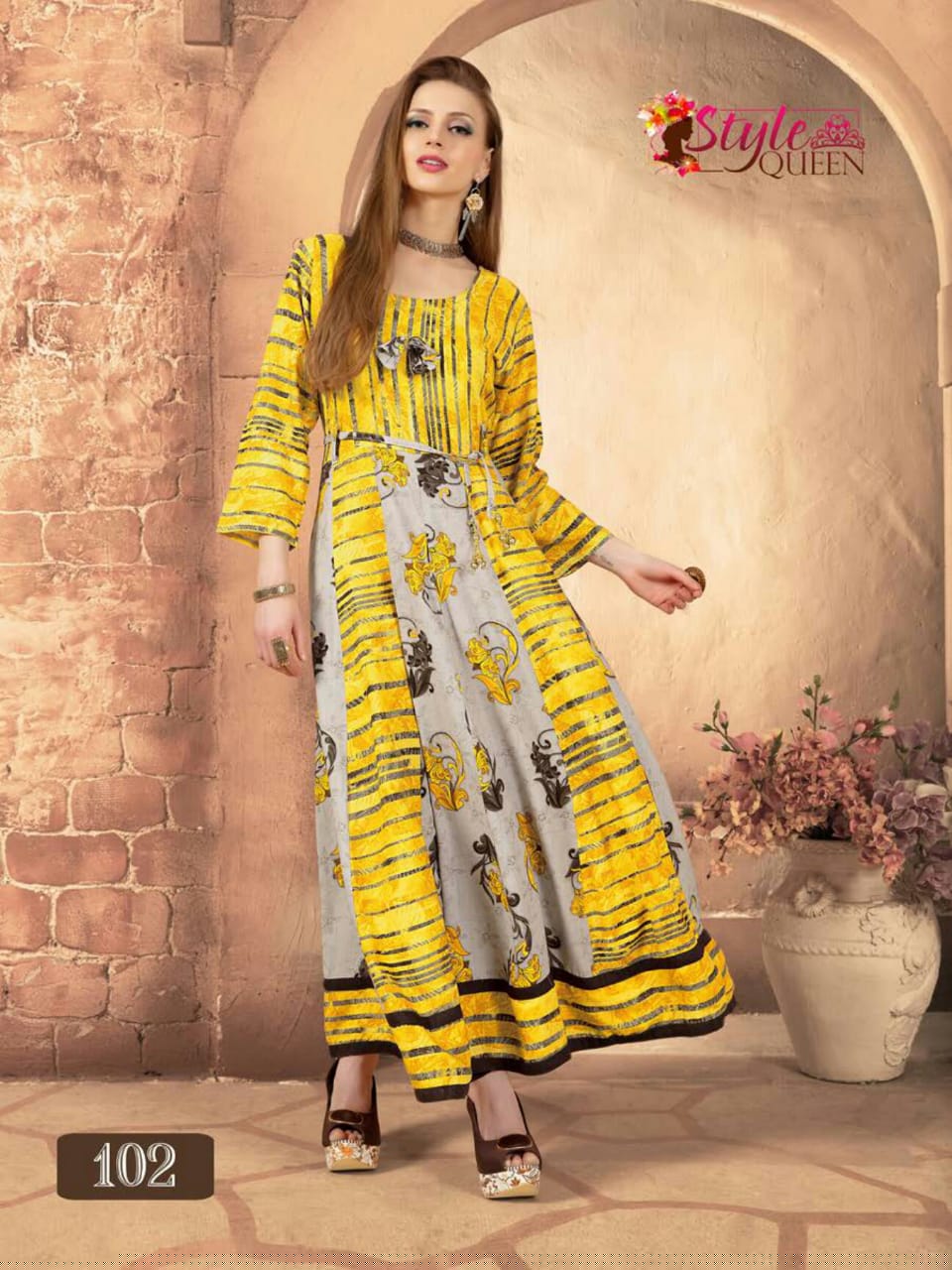 Rivayaatt By Style Queen 101 To 108 Series Beautiful Stylish Fancy Colorful Casual Wear & Ethnic Wear & Ready To Wear Rayon Prints Kurtis At Wholesale Price