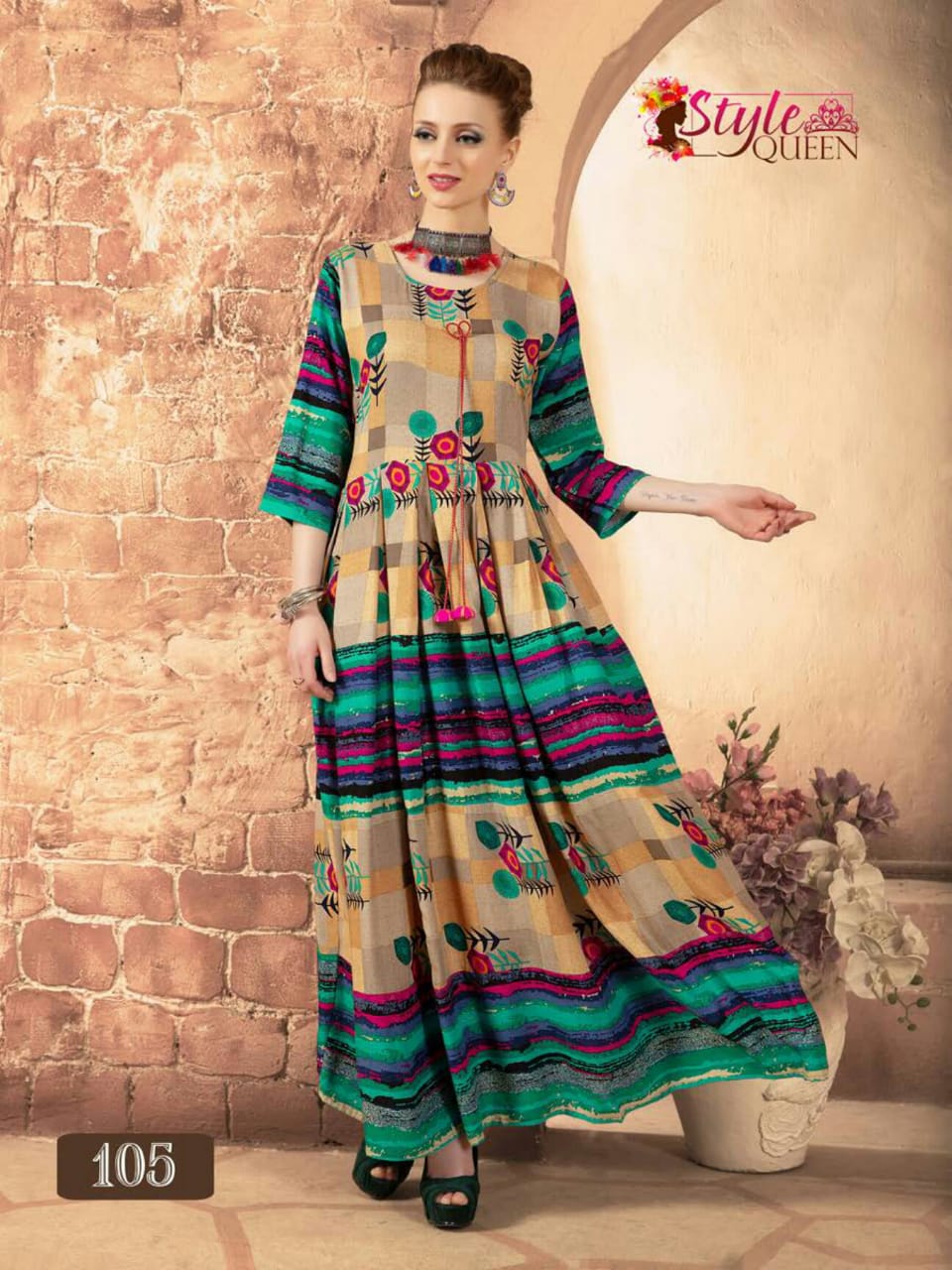Rivayaatt By Style Queen 101 To 108 Series Beautiful Stylish Fancy Colorful Casual Wear & Ethnic Wear & Ready To Wear Rayon Prints Kurtis At Wholesale Price