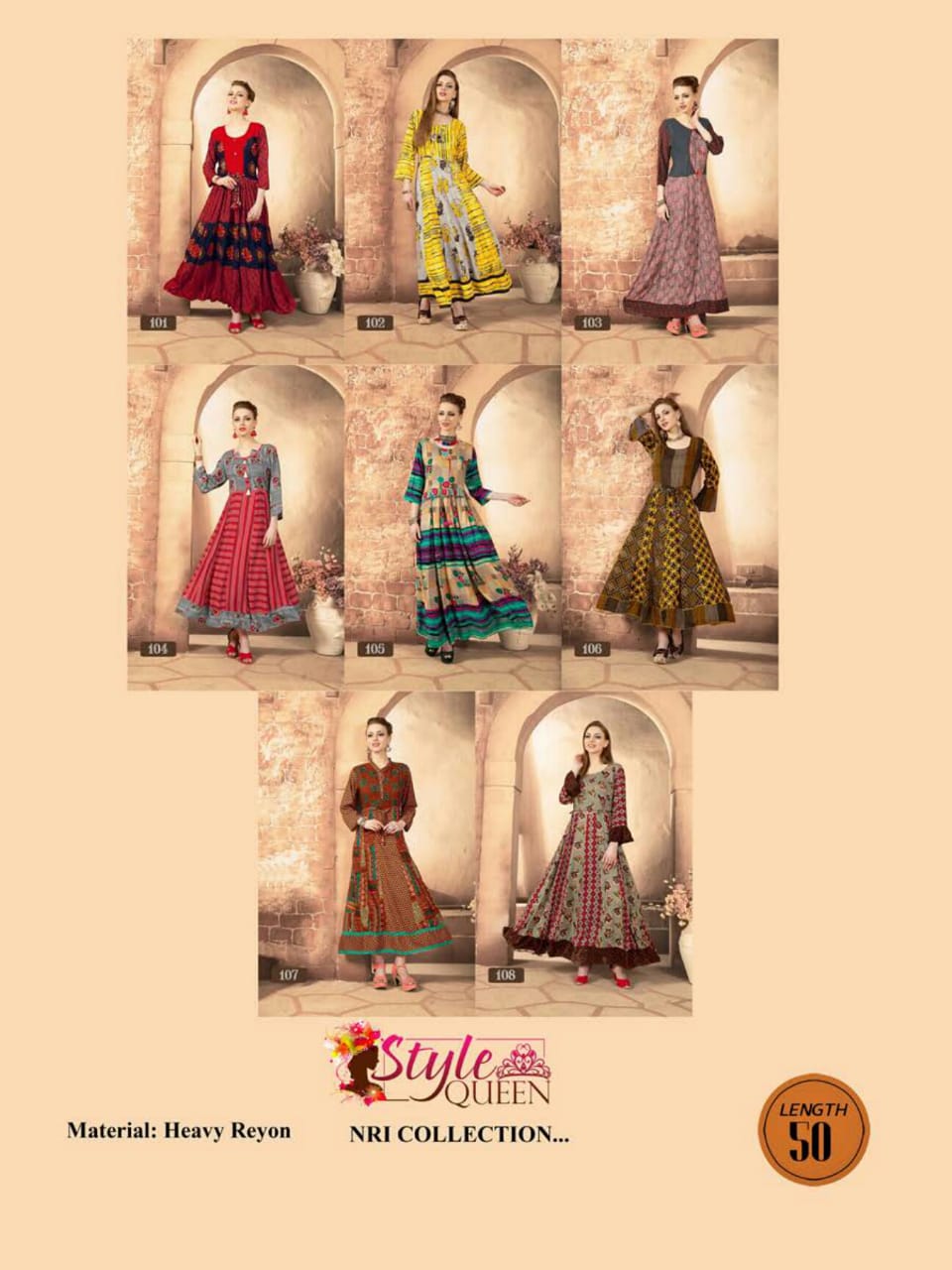 Rivayaatt By Style Queen 101 To 108 Series Beautiful Stylish Fancy Colorful Casual Wear & Ethnic Wear & Ready To Wear Rayon Prints Kurtis At Wholesale Price