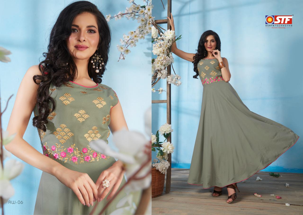 Riwaaz By Surya Techno Fab 01 To 08 Series Designer Wear Collection Beautiful Stylish Fancy Colorful Party Wear & Occasional Wear High Quality Airjet Rayon Dyed Gowns At Wholesale Price