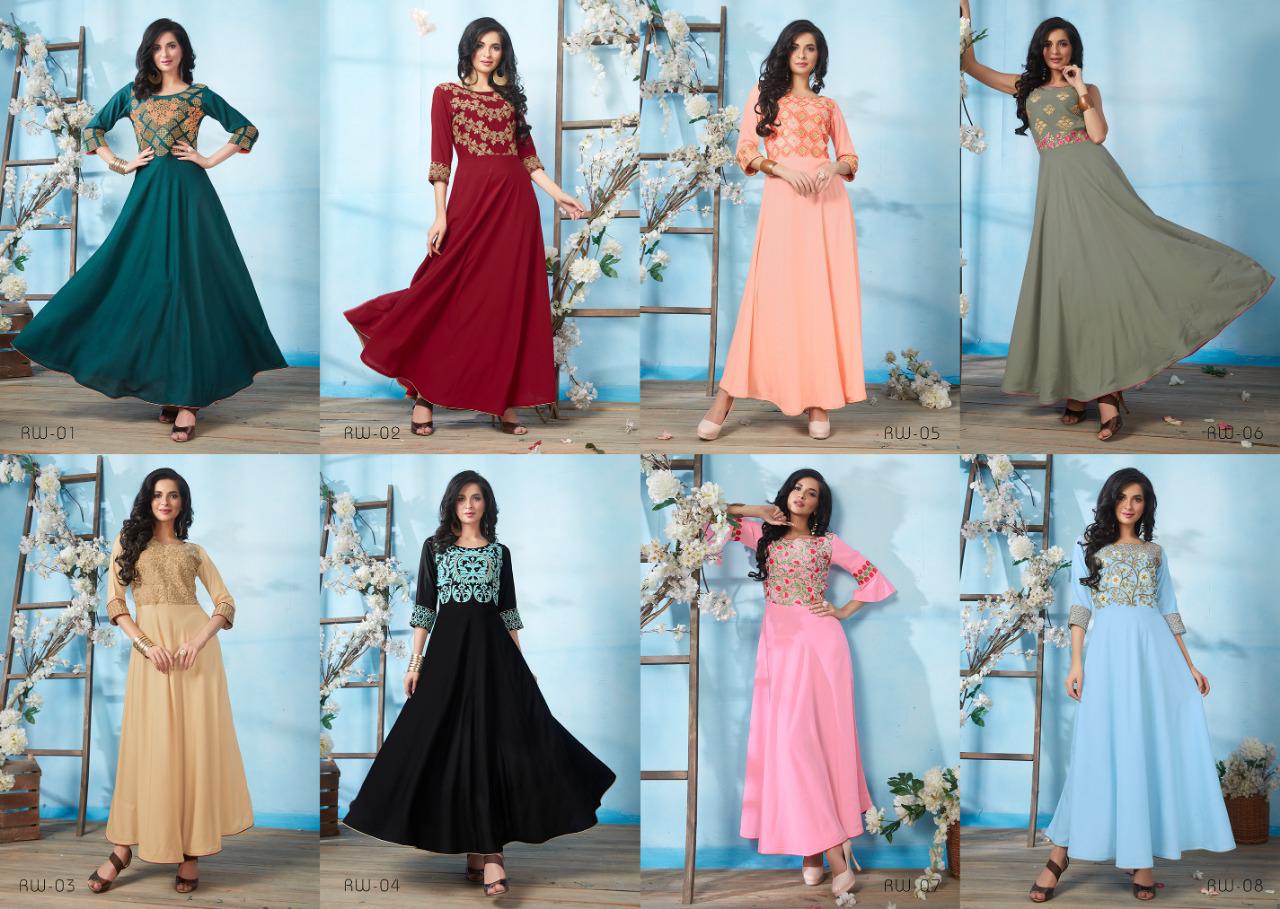 Riwaaz By Surya Techno Fab 01 To 08 Series Designer Wear Collection Beautiful Stylish Fancy Colorful Party Wear & Occasional Wear High Quality Airjet Rayon Dyed Gowns At Wholesale Price