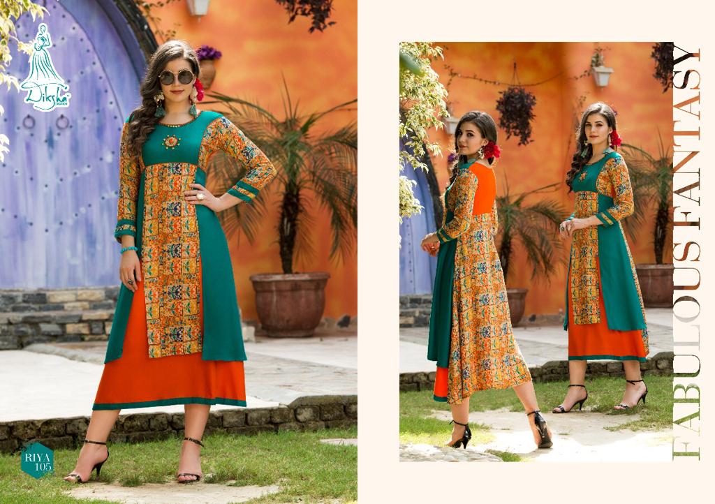 Riya Vol-1 By Diksha Fashion 101 To 109 Series Beautiful Colorful Stylish Fancy Casual Wear & Ethnic Wear & Ready To Wear Heavy Rayon Printed Kurtis At Wholesale Price