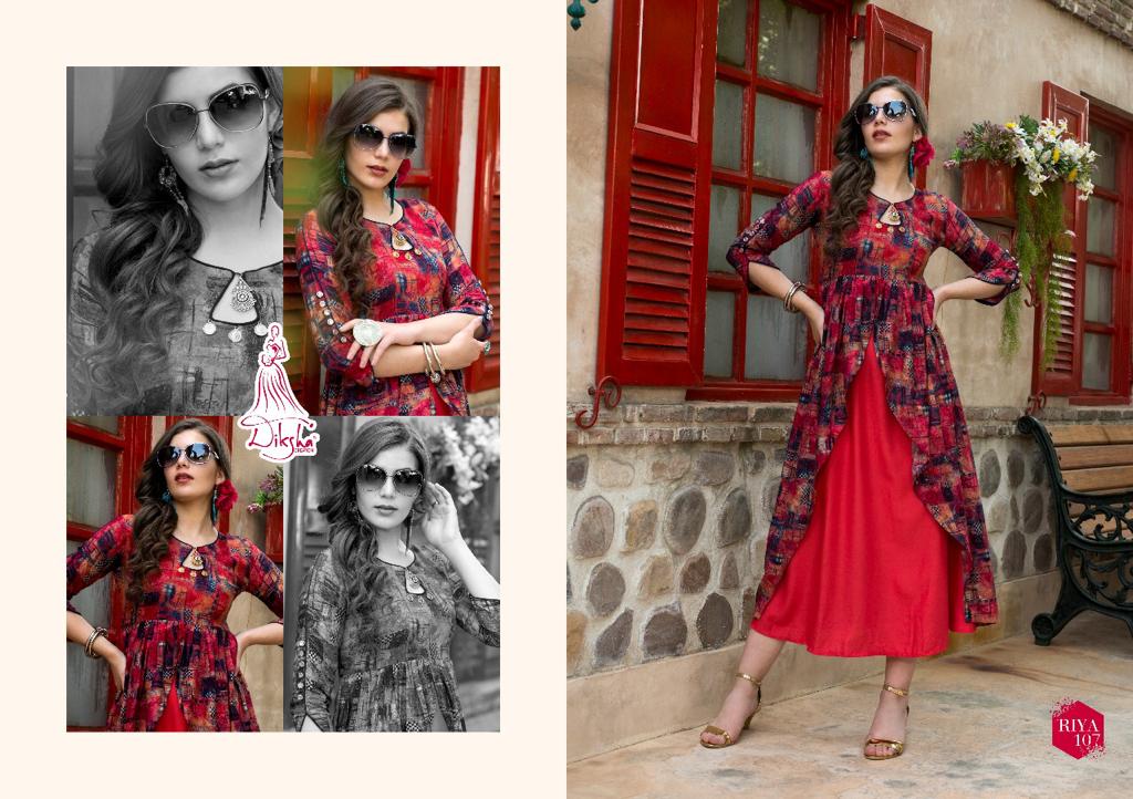 Riya Vol-1 By Diksha Fashion 101 To 109 Series Beautiful Colorful Stylish Fancy Casual Wear & Ethnic Wear & Ready To Wear Heavy Rayon Printed Kurtis At Wholesale Price