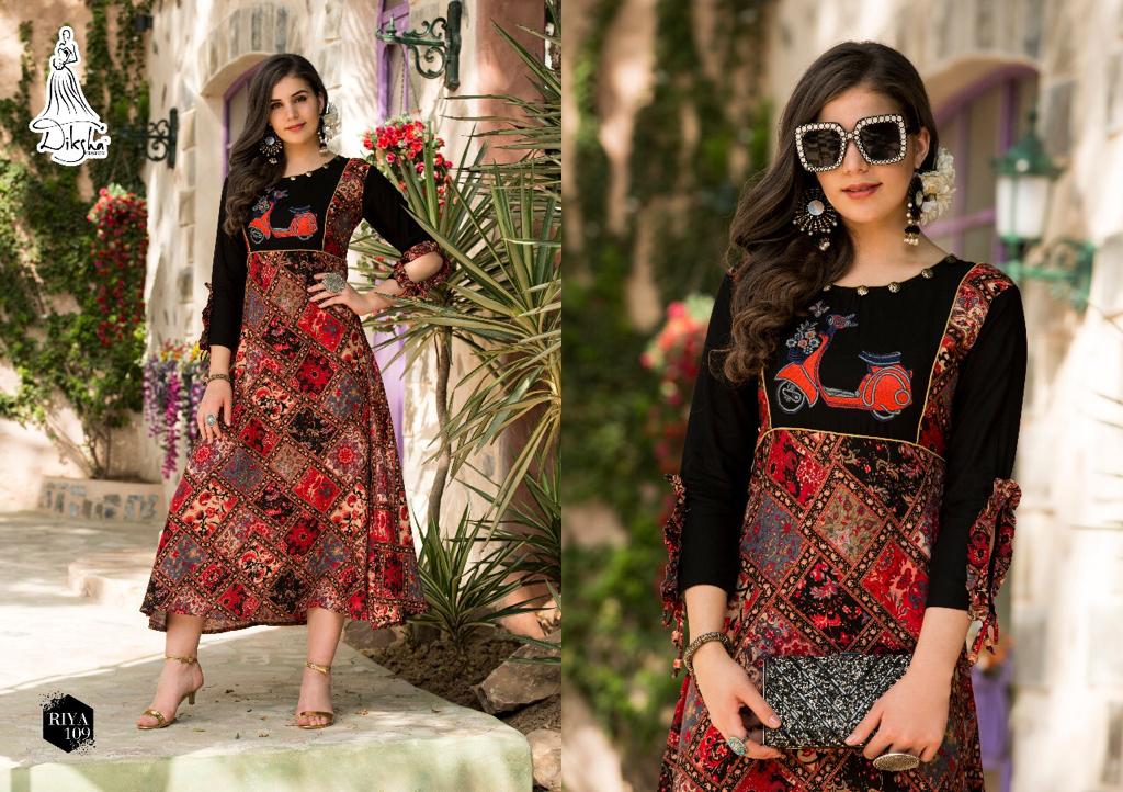 Riya Vol-1 By Diksha Fashion 101 To 109 Series Beautiful Colorful Stylish Fancy Casual Wear & Ethnic Wear & Ready To Wear Heavy Rayon Printed Kurtis At Wholesale Price
