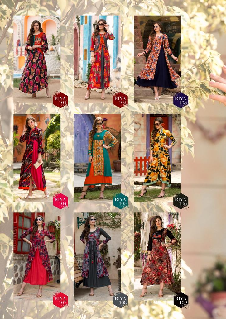 Riya Vol-1 By Diksha Fashion 101 To 109 Series Beautiful Colorful Stylish Fancy Casual Wear & Ethnic Wear & Ready To Wear Heavy Rayon Printed Kurtis At Wholesale Price