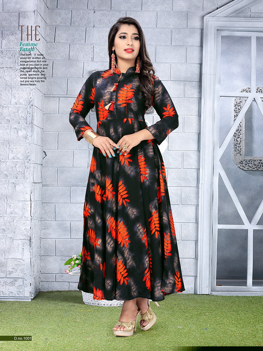 Rockstar By Fs 1001 To 1006 Series Beautiful Stylish Colorful Fancy Party Wear & Ethnic Wear & Ready To Wear Heavy Rayon Kurtis At Wholesale Price