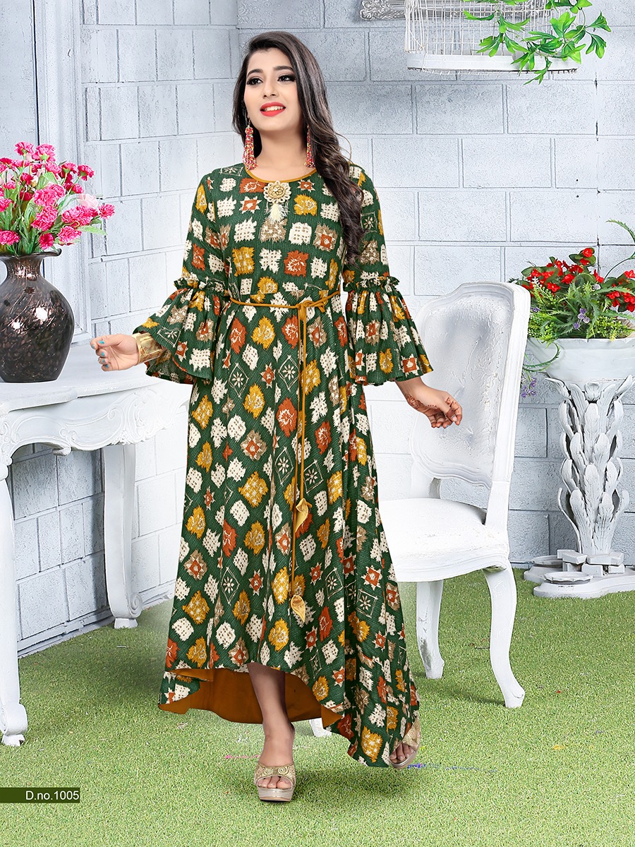 Rockstar By Fs 1001 To 1006 Series Beautiful Stylish Colorful Fancy Party Wear & Ethnic Wear & Ready To Wear Heavy Rayon Kurtis At Wholesale Price