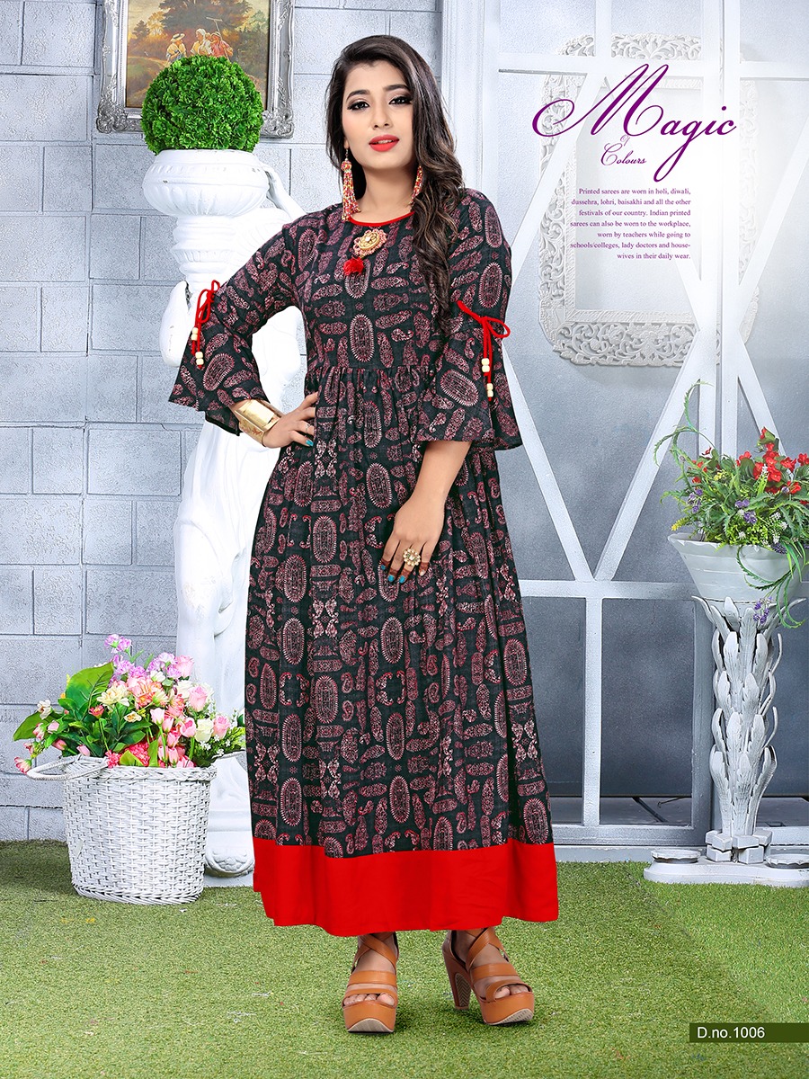 Rockstar By Fs 1001 To 1006 Series Beautiful Stylish Colorful Fancy Party Wear & Ethnic Wear & Ready To Wear Heavy Rayon Kurtis At Wholesale Price