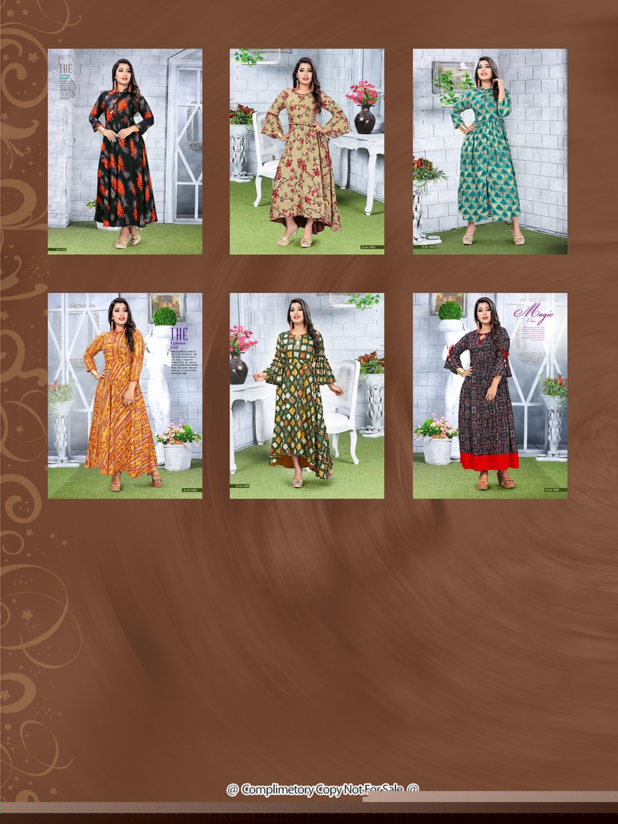 Rockstar By Fs 1001 To 1006 Series Beautiful Stylish Colorful Fancy Party Wear & Ethnic Wear & Ready To Wear Heavy Rayon Kurtis At Wholesale Price
