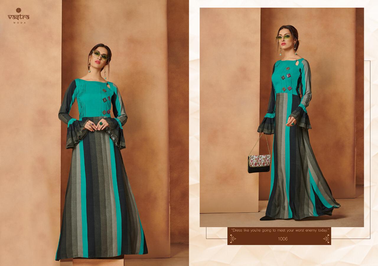 Rohini Vol-1 By Vastra Moda 1001 To 1008 Series Beautiful Colorful Stylish Fancy Casual Wear & Ethnic Wear & Ready To Wear Premium Rayon Printed Kurtis At Wholesale Price
