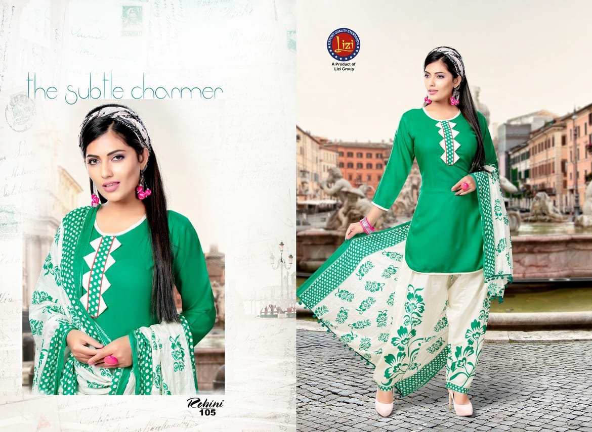 Rohini By Lizi 101 To 108 Series Beautiful Patiyala Stylish Colorful Fancy Casual Wear & Ethnic Wear & Ready To Wear Rayon Printed Dresses At Wholesale Price