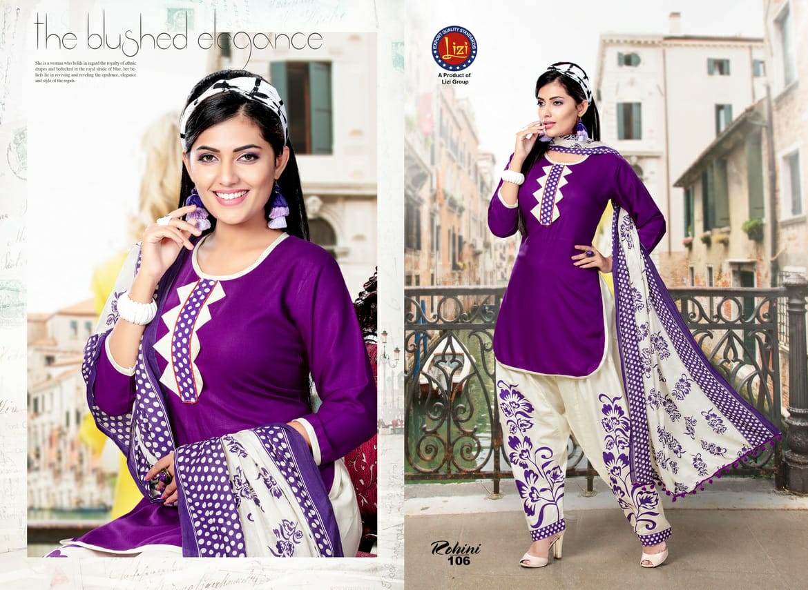 Rohini By Lizi 101 To 108 Series Beautiful Patiyala Stylish Colorful Fancy Casual Wear & Ethnic Wear & Ready To Wear Rayon Printed Dresses At Wholesale Price