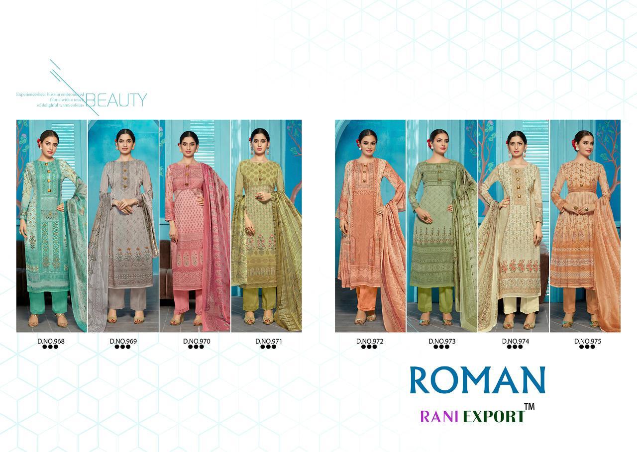 Roman By Rani Exports 968 To 975 Series Beautiful Pakistani Suits Colorful Stylish Fancy Casual Wear & Ethnic Wear Glaze Cotton Digital Style Print Elegant Buttons Dresses At Wholesale Price