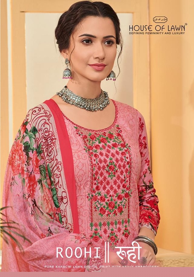 Roohi By House Of Lawn 3001 To 3010 Series Designer Pakistani Suits Beautiful Fancy Colorful Stylish Party Wear & Ethnic Wear Pure Karachi Lawn Digital Print Dresses At Wholesale Price