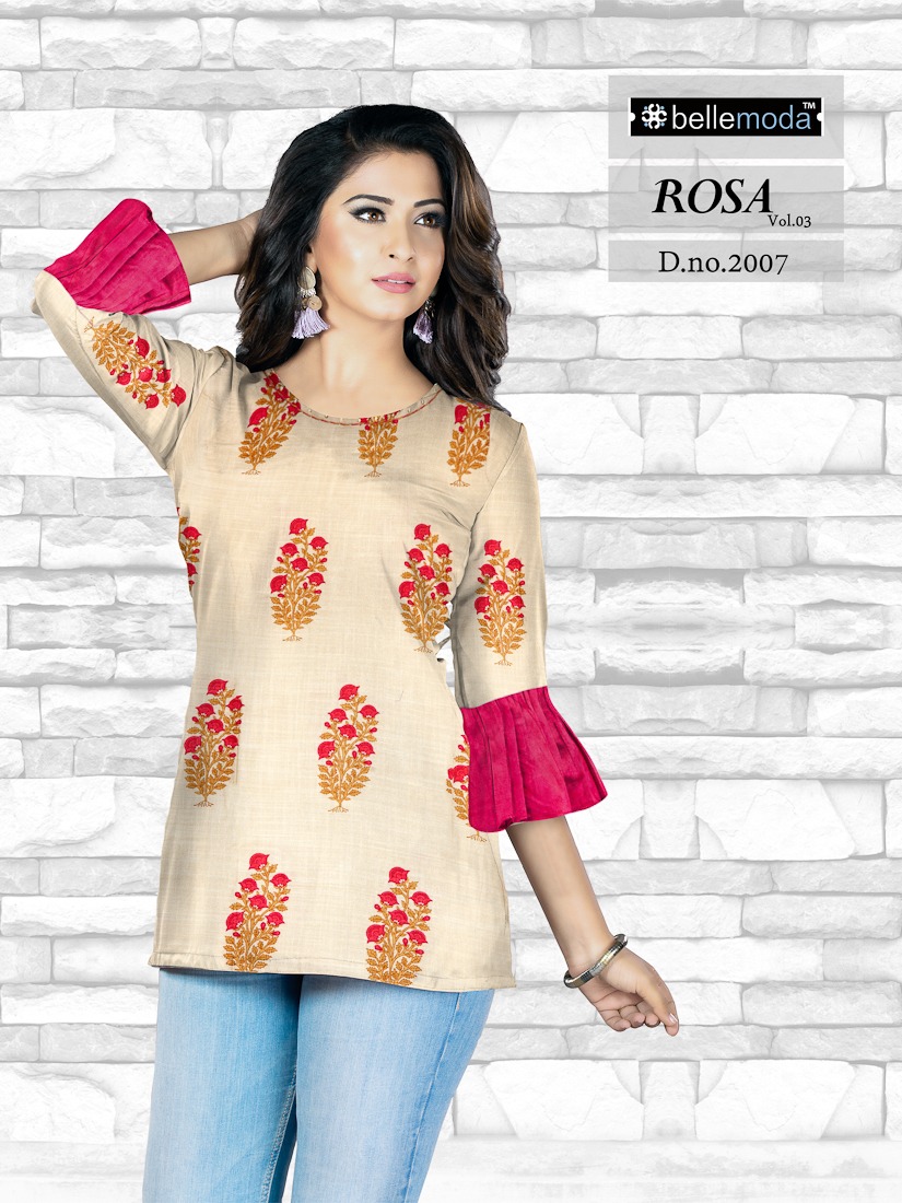 Rosa Vol-3 By Bellemoda 2001 To 2010 Series Beautiful Stylish Fancy Colorful Casual Wear & Ethnic Wear & Ready To Wear Heavy Slub & Rayon Kurtis At Wholesale Price