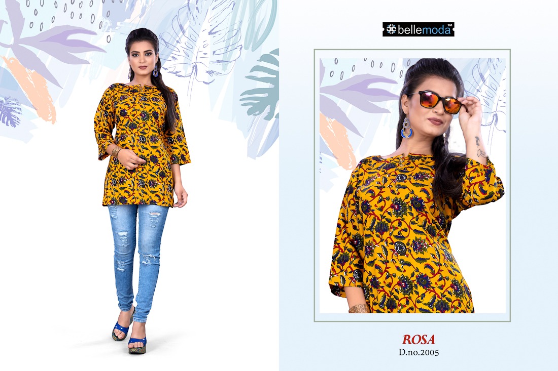 Rosa Vol-4 By Bellemoda 2001 To 2010 Series Beautiful Stylish Fancy Colorful Casual Wear & Ethnic Wear & Ready To Wear Heavy Rayon Kurtis At Wholesale Price
