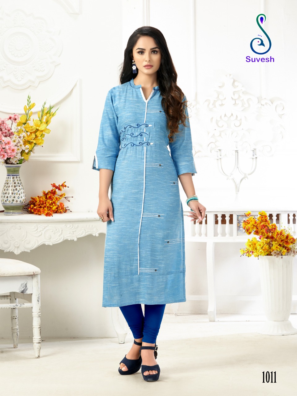 Rose Vol-2 By Suvesh 1009 To 1016 Series Beautiful Stylish Fancy Colorful Casual Wear & Ethnic Wear & Ready To Wear Cotton Embroidery Kurtis At Wholesale Price