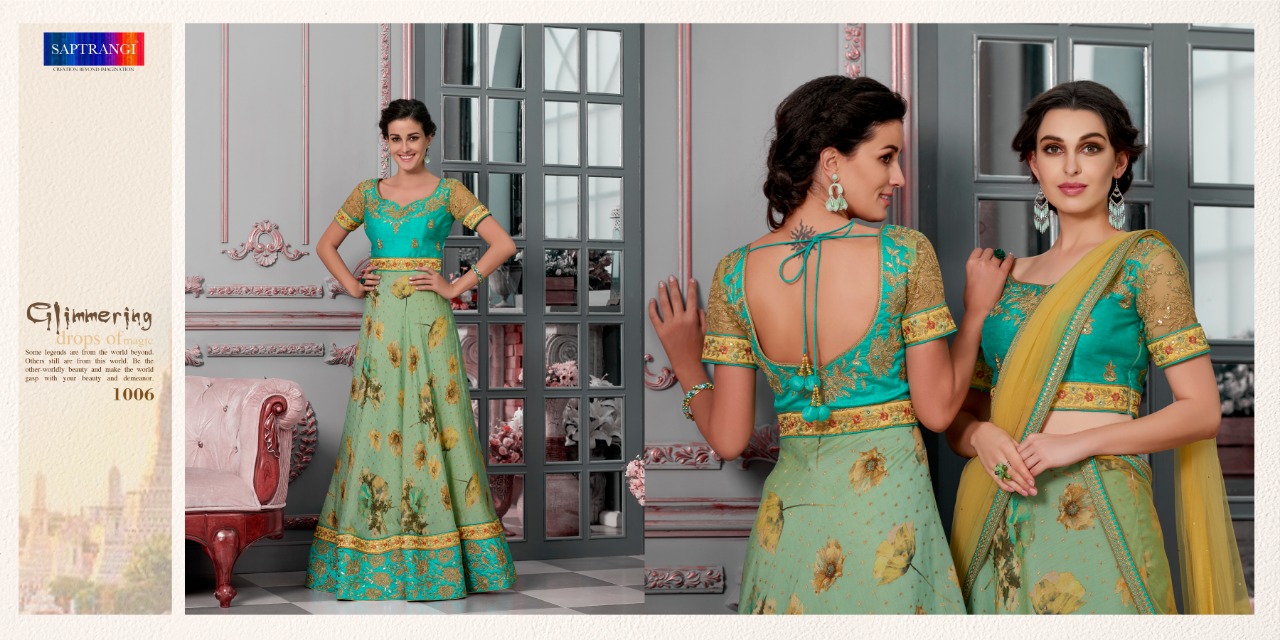 Rose Collection By Saptarangi 1001 To 1007 Series Indian Traditional Beautiful Stylish Designer Heavy Embroidered Party Wear Pure Modal Silk Digital Printed Lehengas At Wholesale Price
