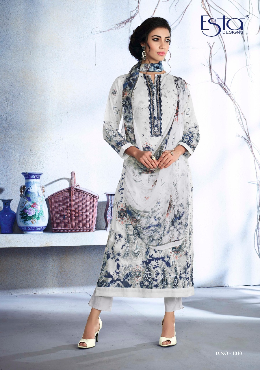 Rose By Esta Design 1001 To 1012 Series Suits Beautiful Stylish Fancy Colorful Designer Party Wear & Ethnic Wear Cotton Cambric Printed With Embroidery Dresses At Wholesale Price
