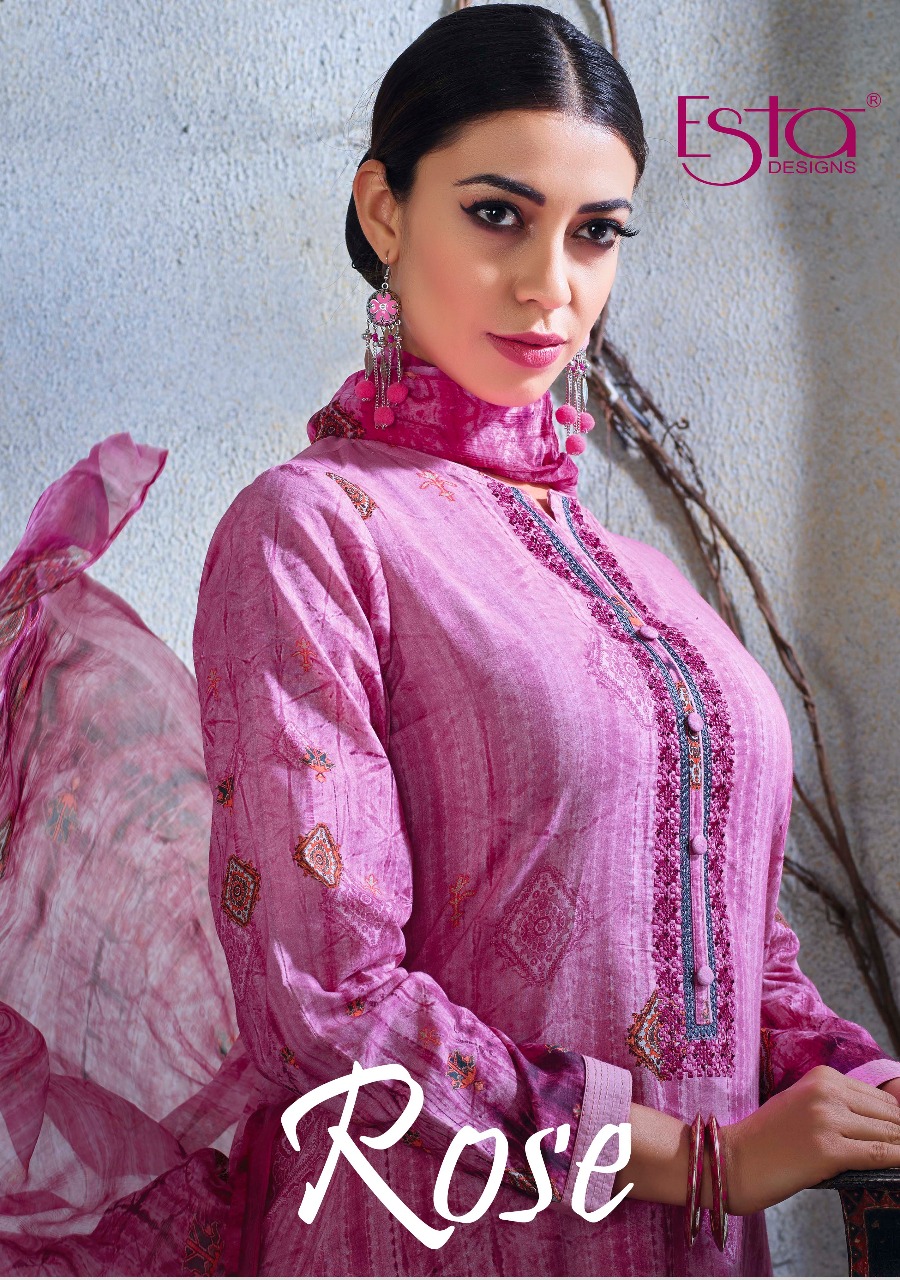 Rose By Esta Design  1001 To 1012 Series Suits Beautiful Stylish Fancy Colorful Designer Party Wear & Ethnic Wear Cotton Cambric Printed With Embroidery Dresses At Wholesale Price