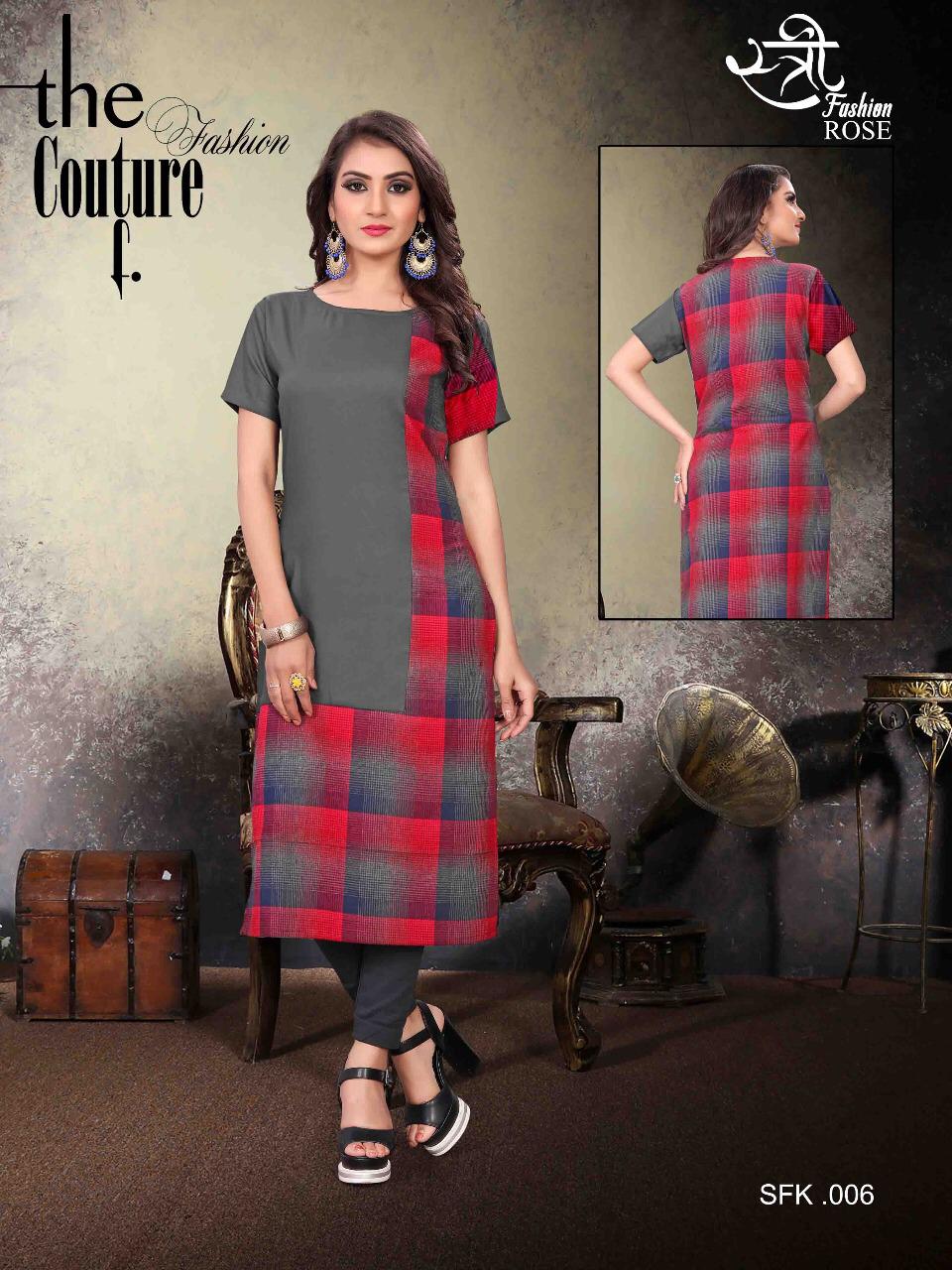 Rose By Stree Fashion Designer Beautiful Stylish Colorful Fancy Ready To Wear & Casual Wear & Ethnic Wear Twil Rayon Printed Kurtis At Wholesale Price
