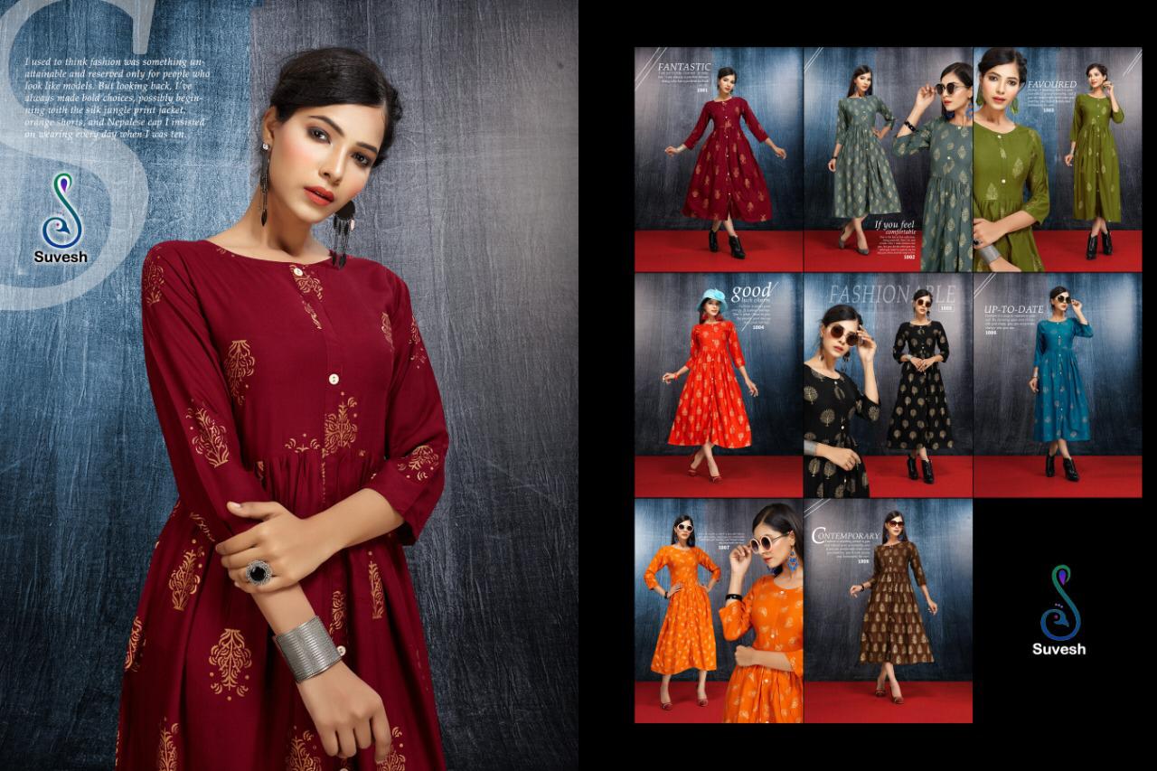 Rose By Suvesh 1001 To 1008 Series Beautiful Colorful Stylish Fancy Casual Wear & Ethnic Wear & Ready To Wear Rayon Printed Kurtis At Wholesale Price