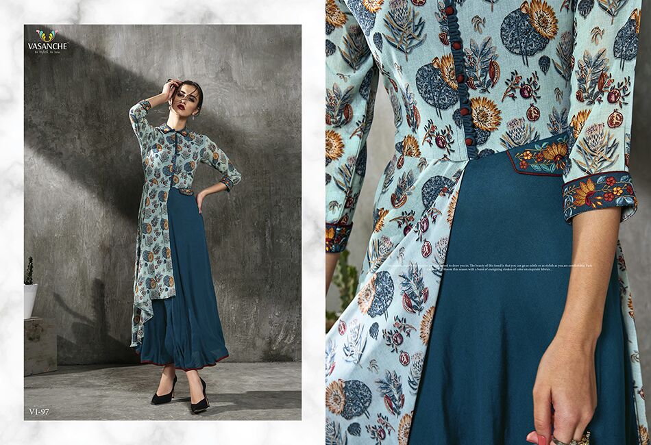 Royal Affair By Vasanche 96 To 99 Series Designer Beautiful Stylish Fancy Colorful Party Wear & Ethnic Wear Collection Georgette & Rayon Printed Kurtis At Wholesale Price