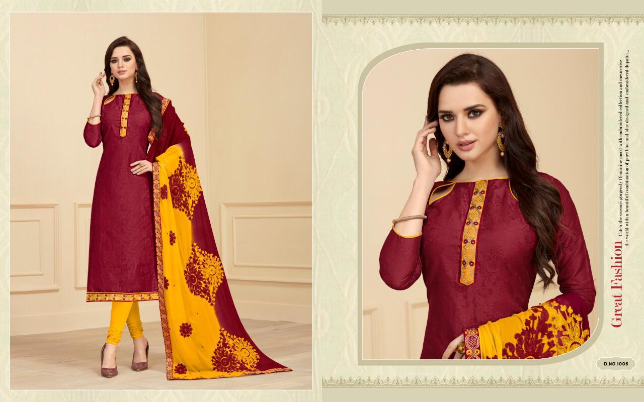 Royal By Amrut Varsha Creation 1001 To 1012 Series Beautiful Collection Suits Stylish Fancy Colorful Casual Wear & Ethnic Wear Cotton Satin Jacquard Dresses At Wholesale Price