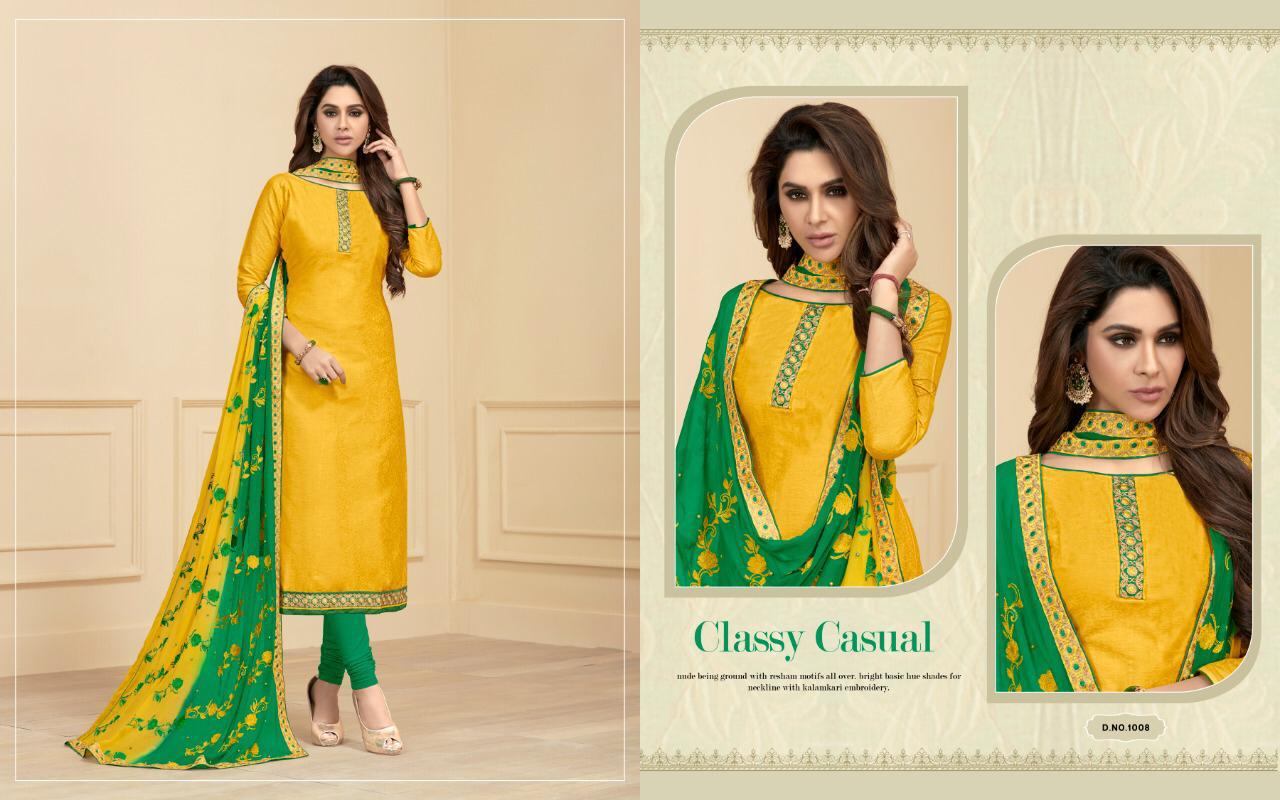 Royal By Amrut Varsha Creation 1001 To 1012 Series Beautiful Collection Suits Stylish Fancy Colorful Casual Wear & Ethnic Wear Cotton Satin Jacquard Dresses At Wholesale Price