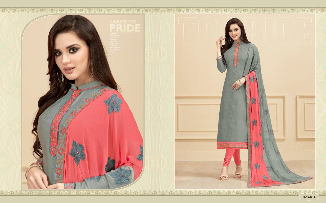 Royal By Amrut Varsha Creation 1001 To 1012 Series Beautiful Collection Suits Stylish Fancy Colorful Casual Wear & Ethnic Wear Cotton Satin Jacquard Dresses At Wholesale Price