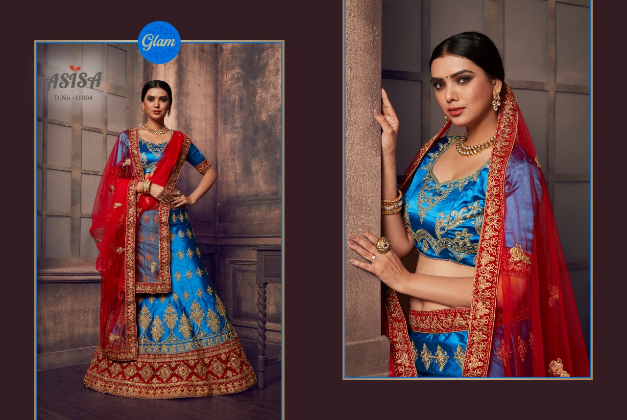 Royal By Asisa 11001 To 11007 Series Designer Beautiful Wedding Collection Occasional Wear & Party Wear Satin Lehengas At Wholesale Price