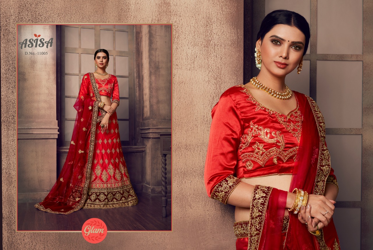 Royal By Asisa 11001 To 11007 Series Designer Beautiful Wedding Collection Occasional Wear & Party Wear Satin Lehengas At Wholesale Price