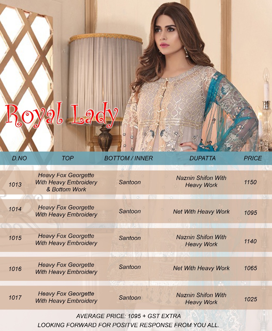 Royal Lady By Kalyan Prints 1013 To 1017 Series Designer Pakistani Suits Beautiful Stylish Fancy Colorful Party Wear & Ethnic Wear Faux Georgette Embroidered Dresses At Wholesale Price