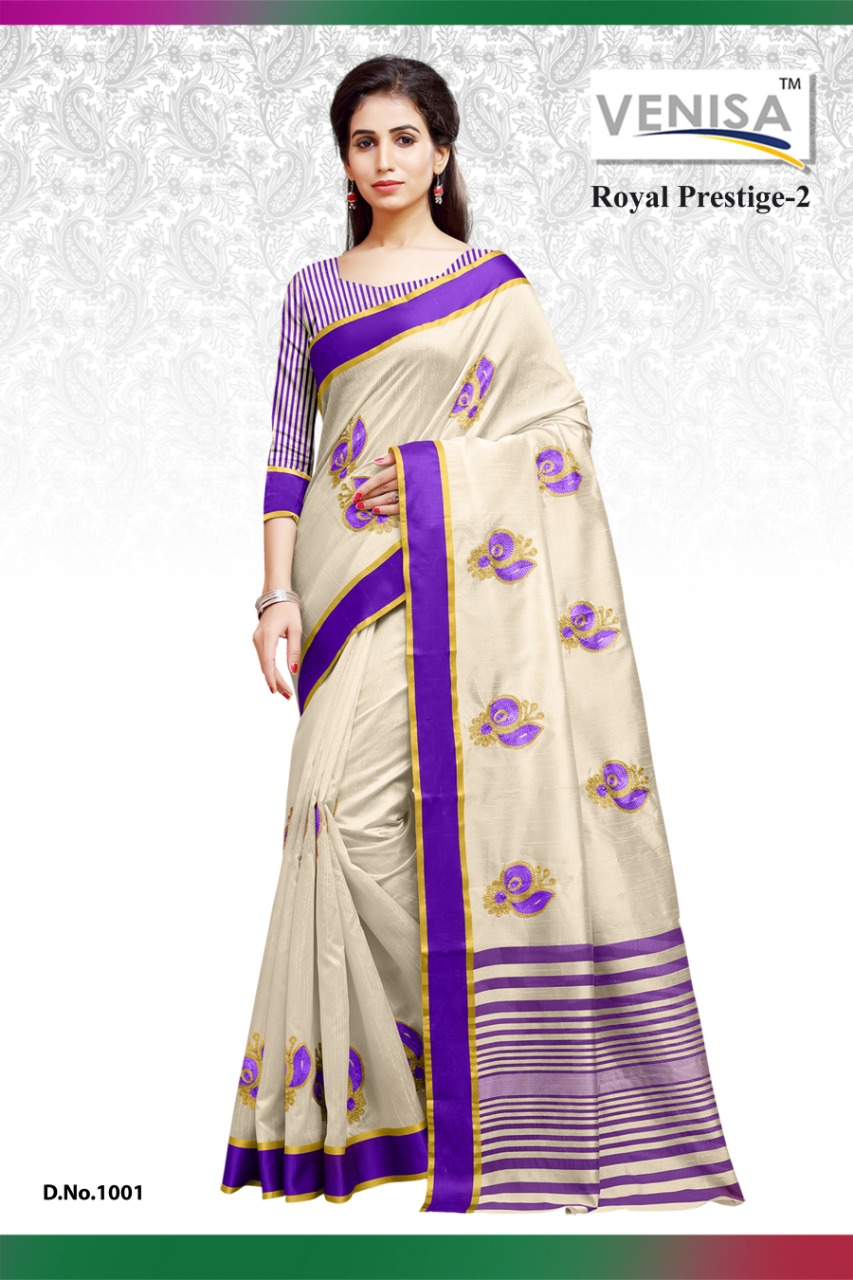 Royal Prestige Vol-2 By Venisa Indian Traditional Wear Collection Beautiful Stylish Fancy Colorful Party Wear & Occasional Wear Art Silk Cotton With Embroidery Sarees At Wholesale Price