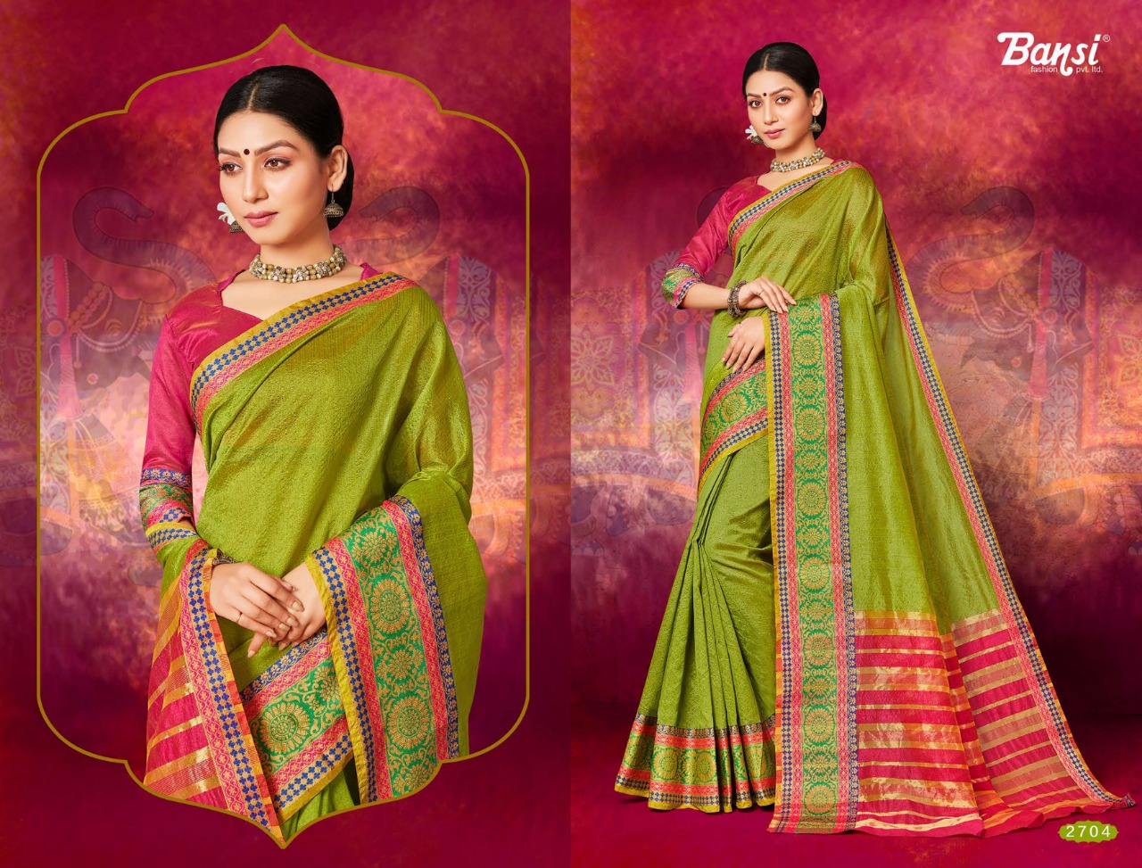 Royal Touch By Bansi Tex Fab 2701 To 2712 Series Indian Traditional Wear Collection Beautiful Stylish Fancy Colorful Party Wear & Occasional Wear Top Dyed Sarees At Wholesale Price