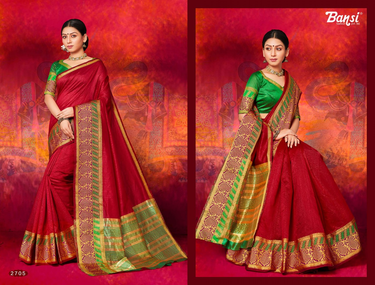 Royal Touch By Bansi Tex Fab 2701 To 2712 Series Indian Traditional Wear Collection Beautiful Stylish Fancy Colorful Party Wear & Occasional Wear Top Dyed Sarees At Wholesale Price