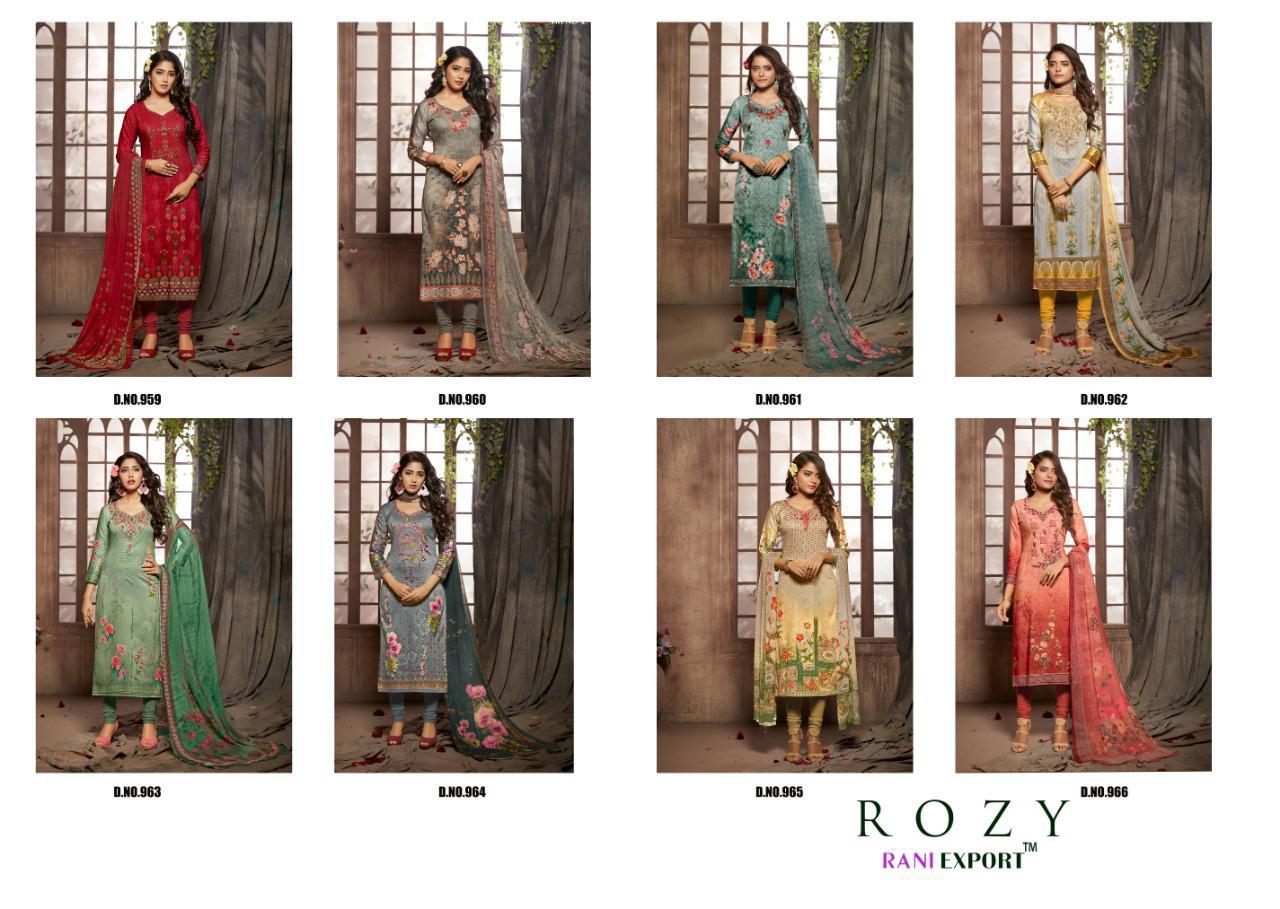 Rozy By Rani Exports 959 To 966 Series Indian Traditional Wear Collection Beautiful Stylish Fancy Colorful Party Wear & Occasional Wear Pure Jam Cotton Digital Printed Dresses At Wholesale Price
