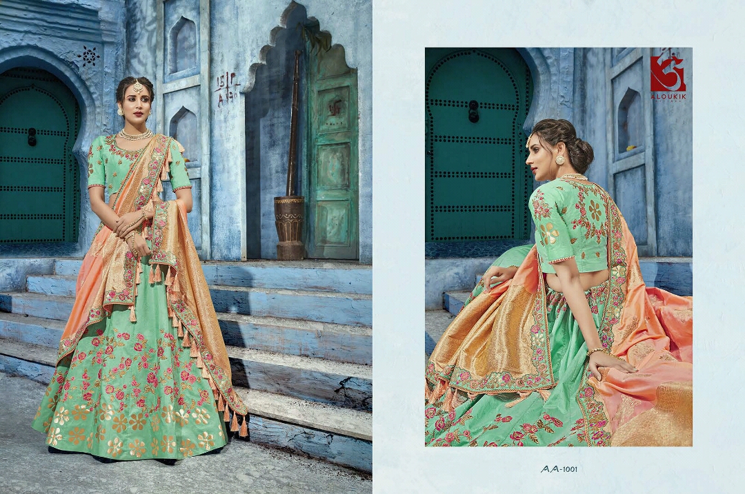 Ruaab By Aloukik 1001 To 1012 Series Bridal Wear Collection Beautiful Stylish Colorful Fancy Party Wear & Occasional Wear Pure Silk Lehengas At Wholesale Price
