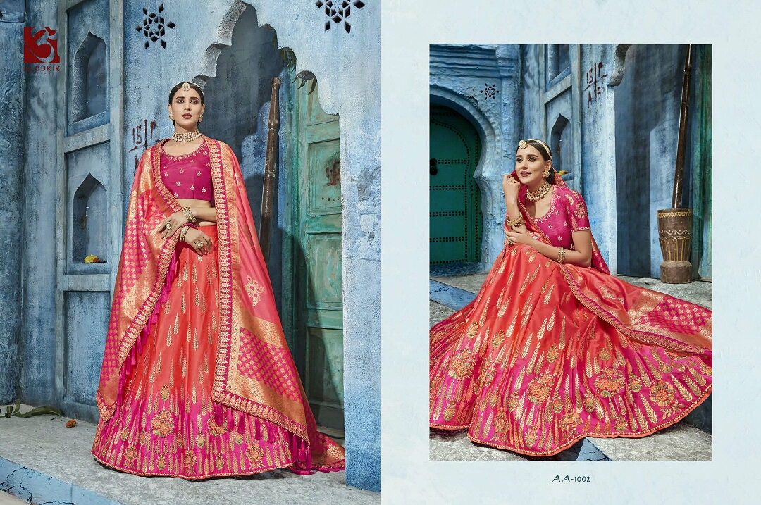 Ruaab By Aloukik 1001 To 1012 Series Bridal Wear Collection Beautiful Stylish Colorful Fancy Party Wear & Occasional Wear Pure Silk Lehengas At Wholesale Price