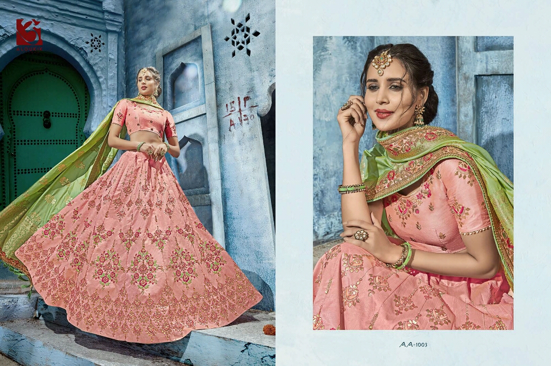 Ruaab By Aloukik 1001 To 1012 Series Bridal Wear Collection Beautiful Stylish Colorful Fancy Party Wear & Occasional Wear Pure Silk Lehengas At Wholesale Price