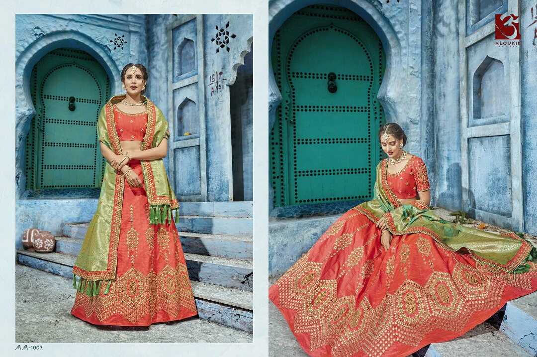 Ruaab By Aloukik 1001 To 1012 Series Bridal Wear Collection Beautiful Stylish Colorful Fancy Party Wear & Occasional Wear Pure Silk Lehengas At Wholesale Price