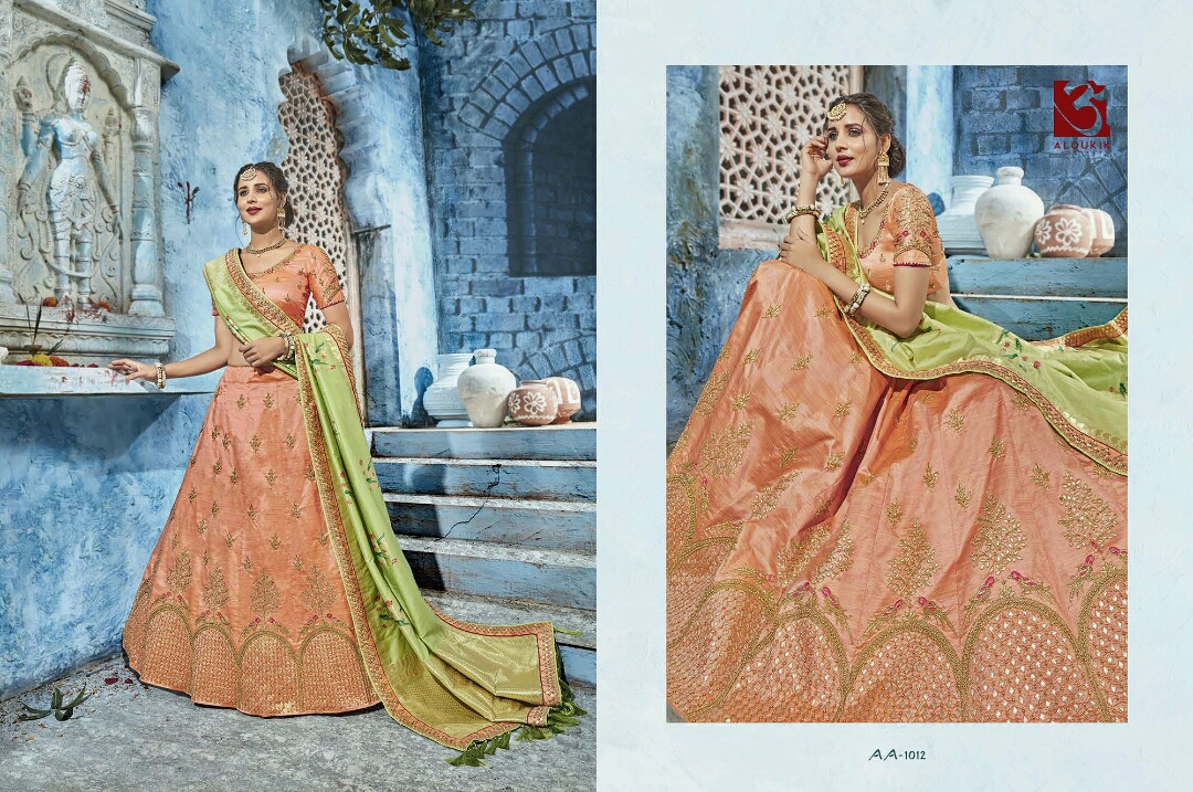 Ruaab By Aloukik 1001 To 1012 Series Bridal Wear Collection Beautiful Stylish Colorful Fancy Party Wear & Occasional Wear Pure Silk Lehengas At Wholesale Price