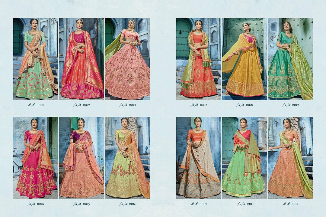 Ruaab By Aloukik 1001 To 1012 Series Bridal Wear Collection Beautiful Stylish Colorful Fancy Party Wear & Occasional Wear Pure Silk Lehengas At Wholesale Price
