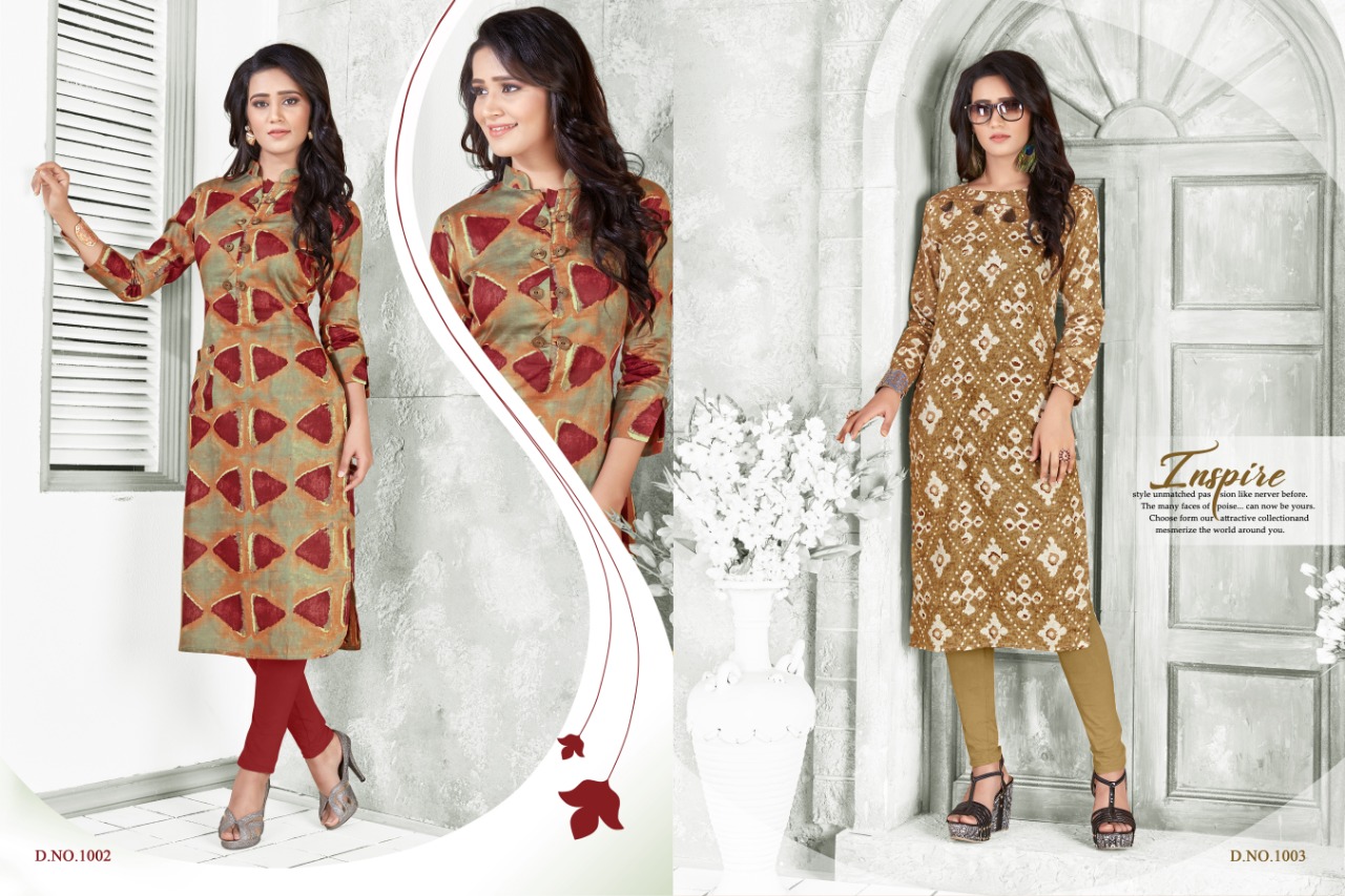 Rubeena By Assian Arts 1001 To 1012 Series Stylish Fancy Beautiful Colorful Casual Wear & Ethnic Wear Satin Printed Kurtis With Belt At Wholesale Price
