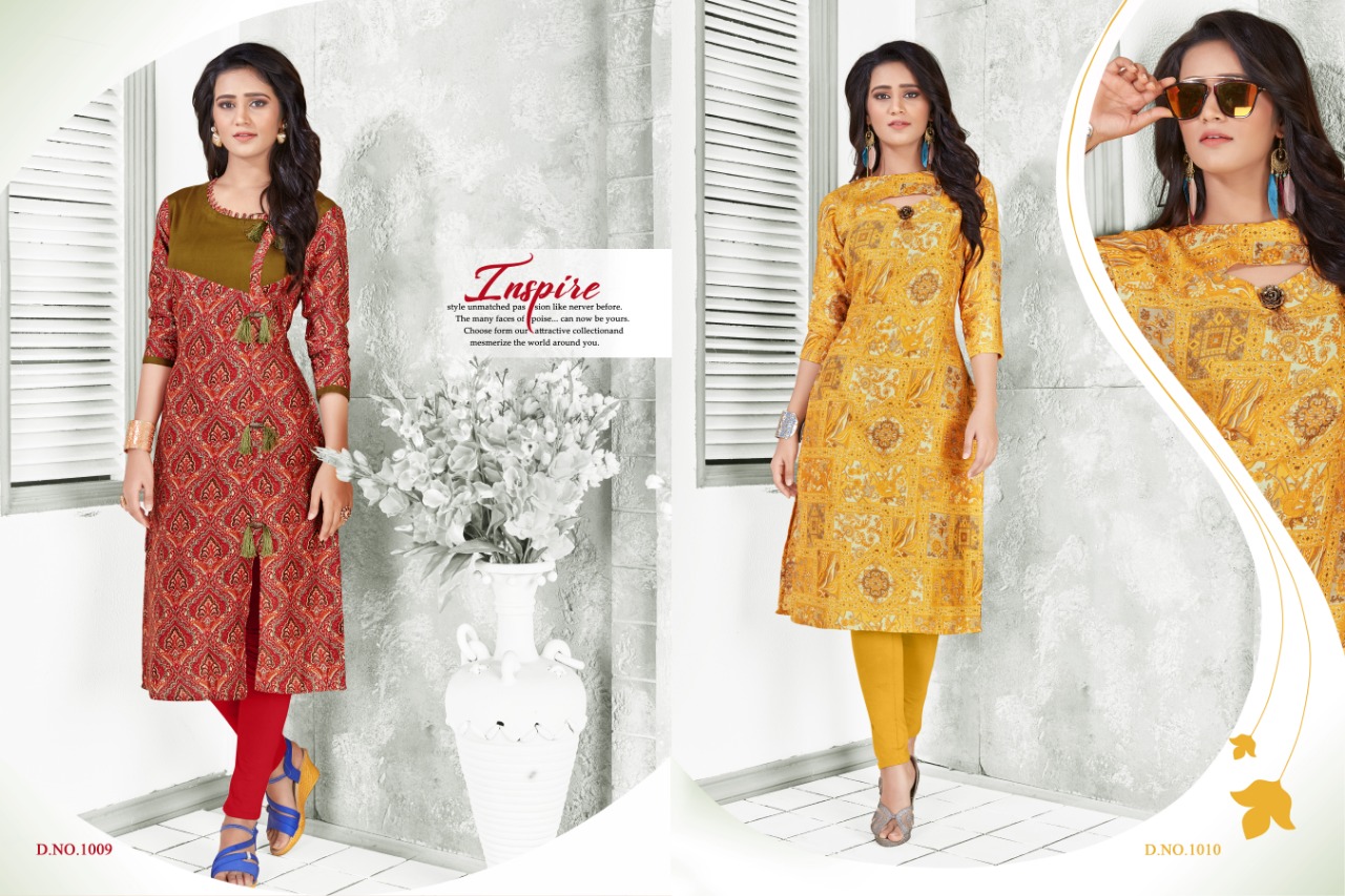 Rubeena By Assian Arts 1001 To 1012 Series Stylish Fancy Beautiful Colorful Casual Wear & Ethnic Wear Satin Printed Kurtis With Belt At Wholesale Price