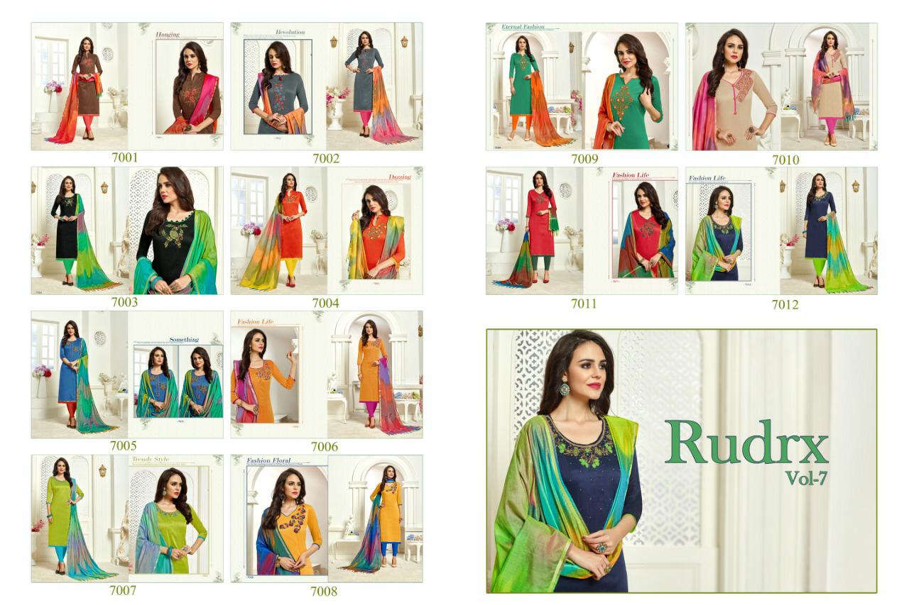 Rudrx Vol-7 By Ravi Creation 7001 To 7012 Series Designer Suits Collection Beautiful Stylish Fancy Colorful Party Wear & Occasional Wear South Cotton Silk Dresses At Wholesale Price